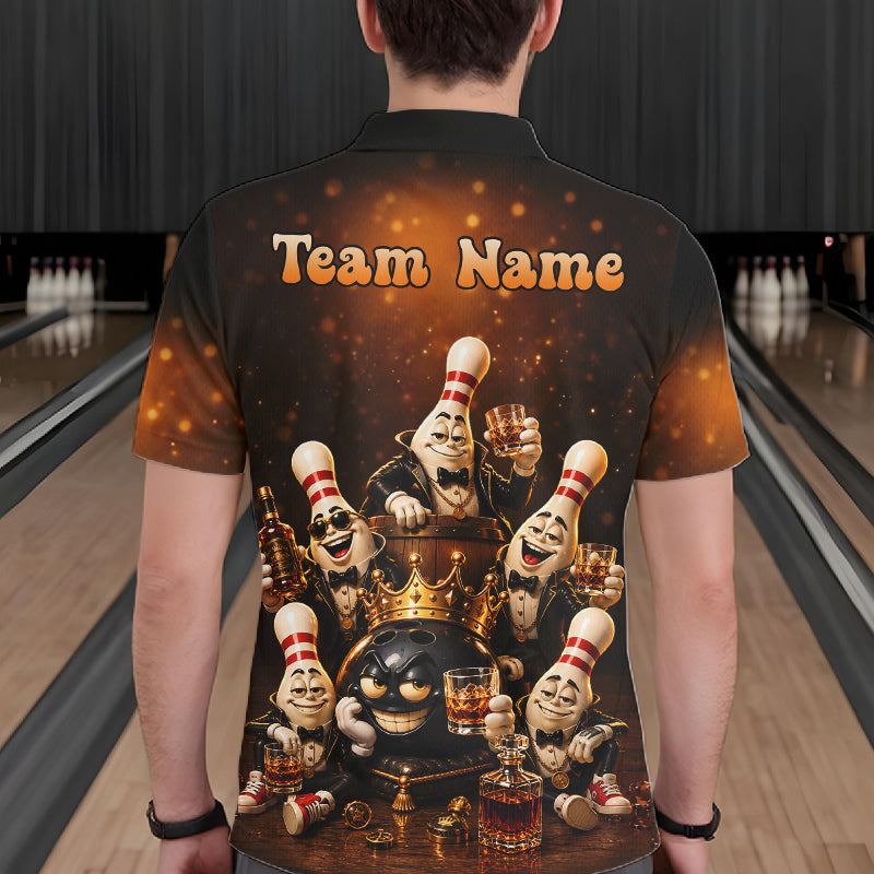 Funny Crown Drunk Bowling Pins Bourbon Vintage Bowling Shirts Custom Bowling Team Jersey