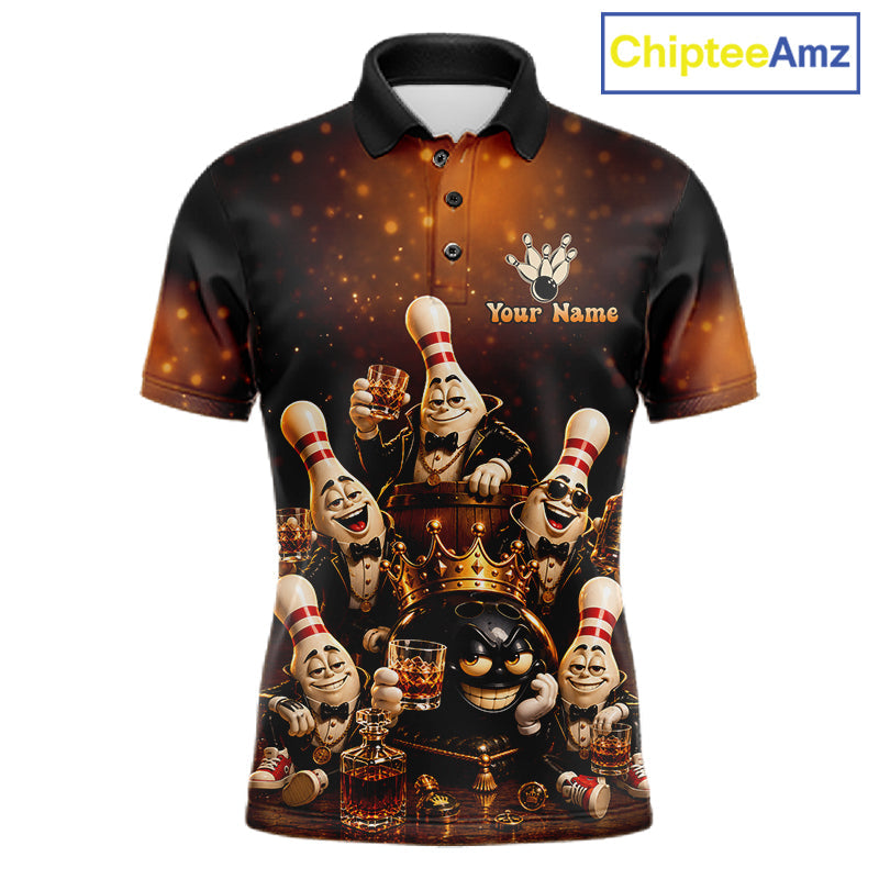 Funny Crown Drunk Bowling Pins Bourbon Vintage Bowling Shirts Custom Bowling Team Jersey