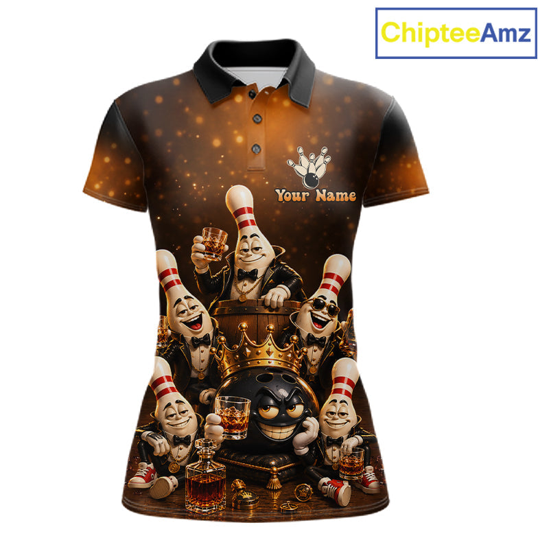 Funny Crown Drunk Bowling Pins Bourbon Vintage Bowling Shirts Custom Bowling Team Jersey