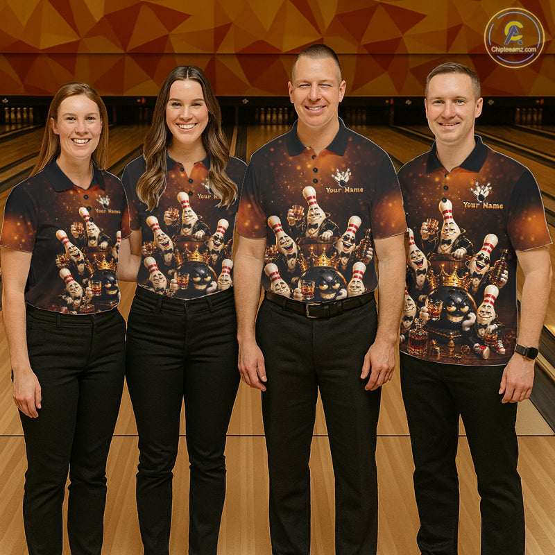 Funny Crown Drunk Bowling Pins Bourbon Vintage Bowling Shirts Custom Bowling Team Jersey