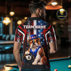 Funny Bulldog 8 Ball Billiard Shirt Custom Vintage US Flag Pool Team Jersey Polo & 1/4 Zip