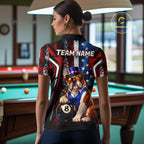 Funny Bulldog 8 Ball Billiard Shirt Custom Vintage US Flag Pool Team Jersey Polo & 1/4 Zip