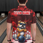 Personalized Red Funny Bulldog Bowling Shirt Custom Bowling Team Jersey Polo & 1/4 Zip