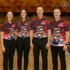 Personalized Red Funny Bulldog Bowling Shirt Custom Bowling Team Jersey Polo & 1/4 Zip