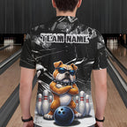 Personalized Black Funny Bulldog Bowling Shirt Custom Bowling Team Jersey Polo & 1/4 Zip