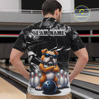 Personalized Black Funny Bulldog Bowling Shirt Custom Bowling Team Jersey Polo & 1/4 Zip