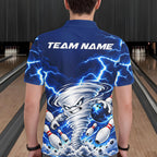 Blue Lightning Thunder Funny Tornado Bowling Shirt Custom Bowling Jersey Polo & 1/4 Zip