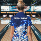 Blue Lightning Thunder Funny Tornado Bowling Shirt Custom Bowling Jersey Polo & 1/4 Zip