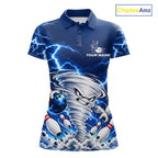 Blue Lightning Thunder Funny Tornado Bowling Shirt Custom Bowling Jersey Polo & 1/4 Zip