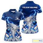 Blue Lightning Thunder Funny Tornado Bowling Shirt Custom Bowling Jersey Polo & 1/4 Zip