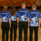 Blue Lightning Thunder Funny Tornado Bowling Shirt Custom Bowling Jersey Polo & 1/4 Zip