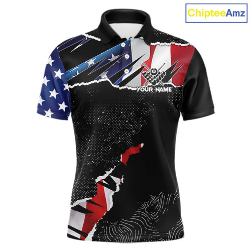 American Flag 8 Ball Aim Shoot Swear Repeat 's Billiard Shirt Custom Pool Jersey Polo & 1/4 Zip