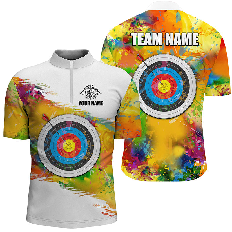 Colorful 3D Target Archery Polo & Quarter-Zip Shirt Custom Archery Jerseys Attire For Archer