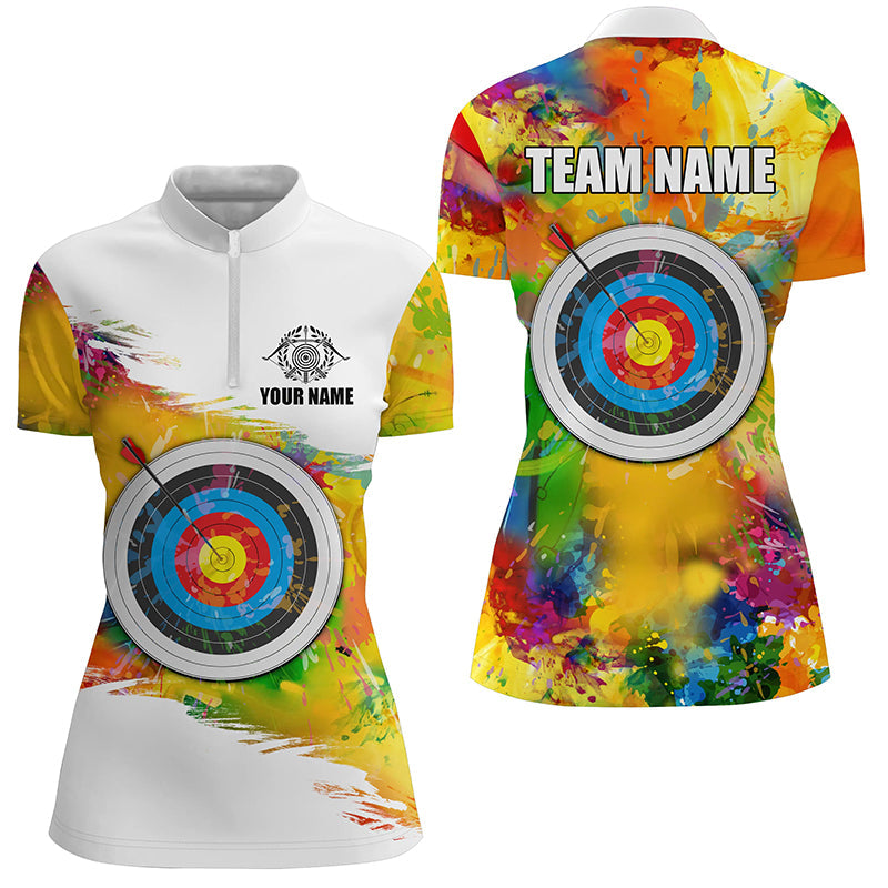 Colorful 3D Target Archery Polo & Quarter-Zip Shirt Custom Archery Jerseys Attire For Archer