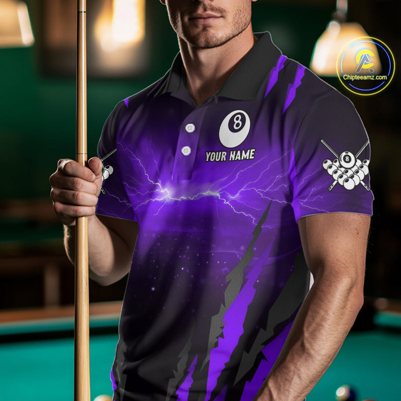 Personalized Thunder Lightning Cobra Snake Billiard Shirt, 8 Ball Billiard Team Jerseys