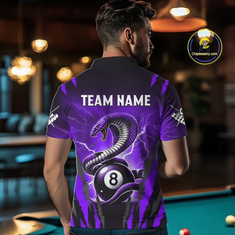 Personalized Thunder Lightning Cobra Snake Billiard Shirt, 8 Ball Billiard Team Jerseys