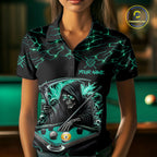 Turquoise Funny Grim Reaper 9 Ball Pool Billiard Shirts Custom Lightning Billiard Jerseys