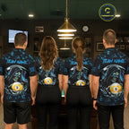 Blue Funny Grim Reaper 9 Ball Pool Billiard Shirts Custom Lightning Billiard Jerseys