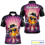 Funny Beer 8 Ball Billiard Shirt Custom Pink Graffiti Pool Team Jersey Polo & 1/4 Zip