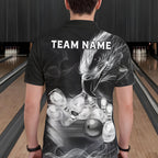 Black And White Custom Eagle Smoke Bowling Shirt, Bowling Team Jersey Polo & 1/4 Zip