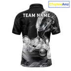 Black And White Custom Eagle Smoke Bowling Shirt, Bowling Team Jersey Polo & 1/4 Zip