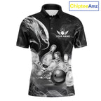 Black And White Custom Eagle Smoke Bowling Shirt, Bowling Team Jersey Polo & 1/4 Zip