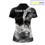 Black And White Custom Eagle Smoke Bowling Shirt, Bowling Team Jersey Polo & 1/4 Zip