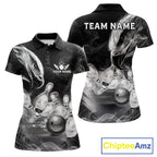 Black And White Custom Eagle Smoke Bowling Shirt, Bowling Team Jersey Polo & 1/4 Zip