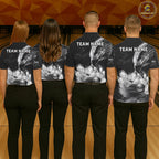 Black And White Custom Eagle Smoke Bowling Shirt, Bowling Team Jersey Polo & 1/4 Zip