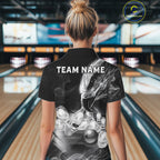 Black And White Custom Eagle Smoke Bowling Shirt, Bowling Team Jersey Polo & 1/4 Zip