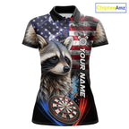Smoke American Flag Raccoon Darts Polo, 1/4 Zip Shirts Custom Patriotic Darts Team Jersey