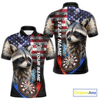 Smoke American Flag Raccoon Darts Polo, 1/4 Zip Shirts Custom Patriotic Darts Team Jersey