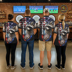 Smoke American Flag Raccoon Darts Polo, 1/4 Zip Shirts Custom Patriotic Darts Team Jersey