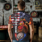 American Flag Smoke Turkey Darts Shirt Custom Patriotic Thanksgiving Darts Team Jersey