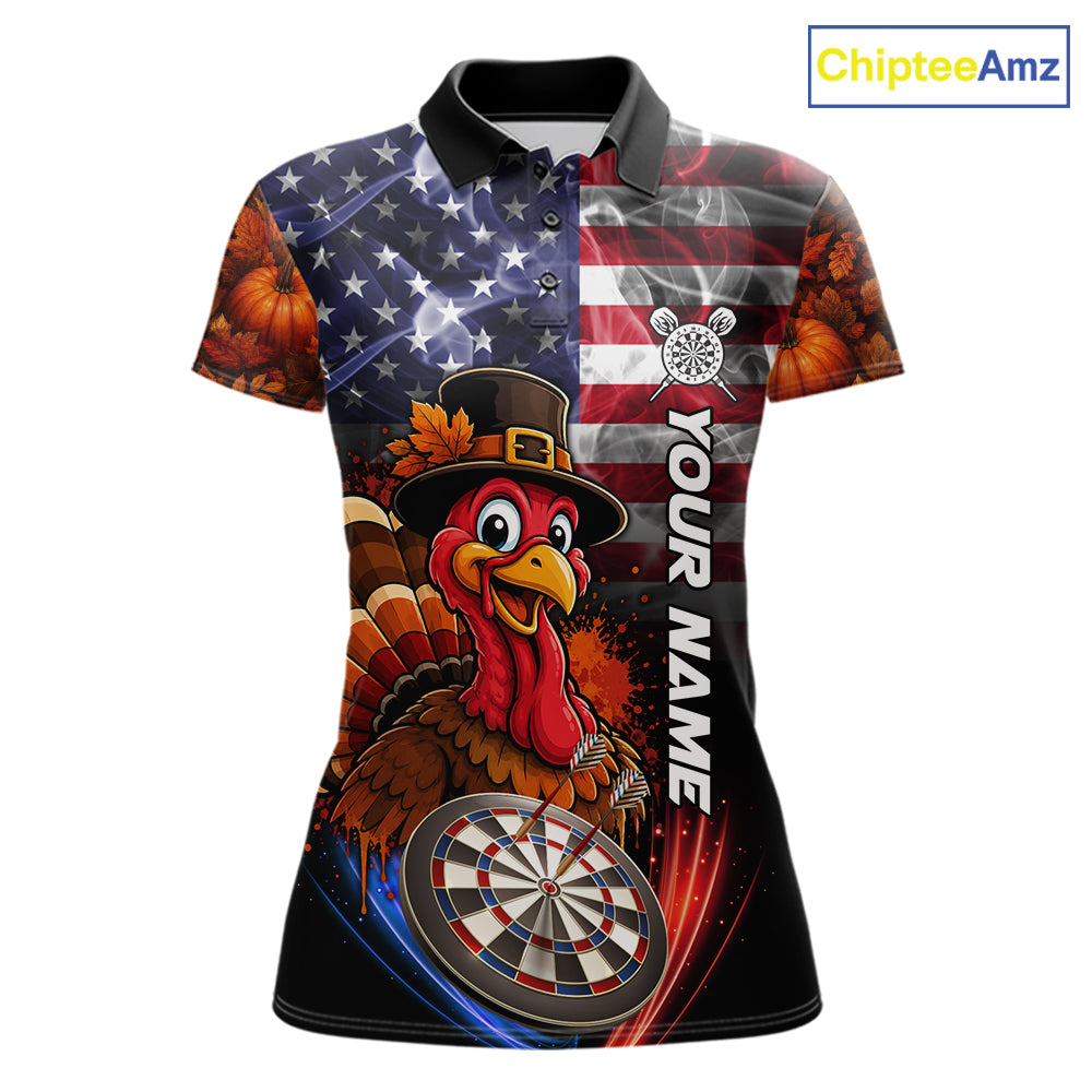 American Flag Smoke Turkey Darts Shirt Custom Patriotic Thanksgiving Darts Team Jersey