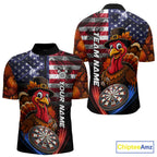 American Flag Smoke Turkey Darts Shirt Custom Patriotic Thanksgiving Darts Team Jersey