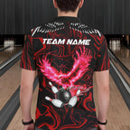 Black And Red Swirl Pattern Eagle Bowling Shirts Custom Bowling Team Jersey Polo, 1/4 Zip