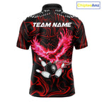 Black And Red Swirl Pattern Eagle Bowling Shirts Custom Bowling Team Jersey Polo, 1/4 Zip