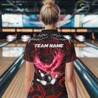 Black And Red Swirl Pattern Eagle Bowling Shirts Custom Bowling Team Jersey Polo, 1/4 Zip