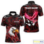 Black And Red Swirl Pattern Eagle Bowling Shirts Custom Bowling Team Jersey Polo, 1/4 Zip