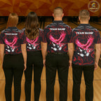Black And Red Swirl Pattern Eagle Bowling Shirts Custom Bowling Team Jersey Polo, 1/4 Zip