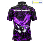 Black And Purple Swirl Pattern Eagle Bowling Shirts Custom Bowling League Team Jersey