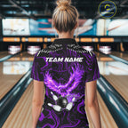 Black And Purple Swirl Pattern Eagle Bowling Shirts Custom Bowling League Team Jersey