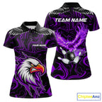 Black And Purple Swirl Pattern Eagle Bowling Shirts Custom Bowling League Team Jersey