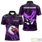 Black And Purple Swirl Pattern Eagle Bowling Shirts Custom Bowling League Team Jersey
