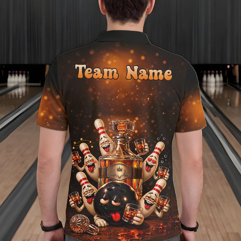 Funny Drunk Bowling Pins Whiskey Vintage Bowling Shirts Custom Bowling Team Jersey