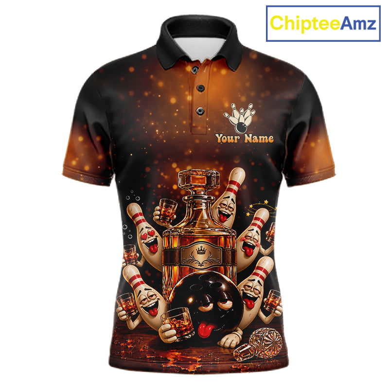 Funny Drunk Bowling Pins Whiskey Vintage Bowling Shirts Custom Bowling Team Jersey