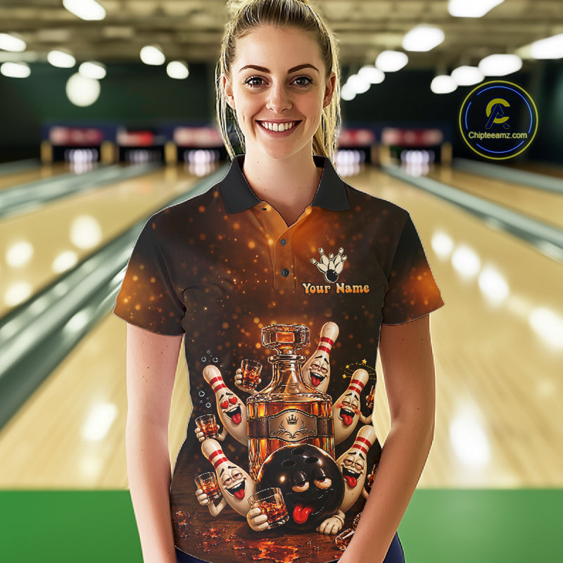 Funny Drunk Bowling Pins Whiskey Vintage Bowling Shirts Custom Bowling Team Jersey