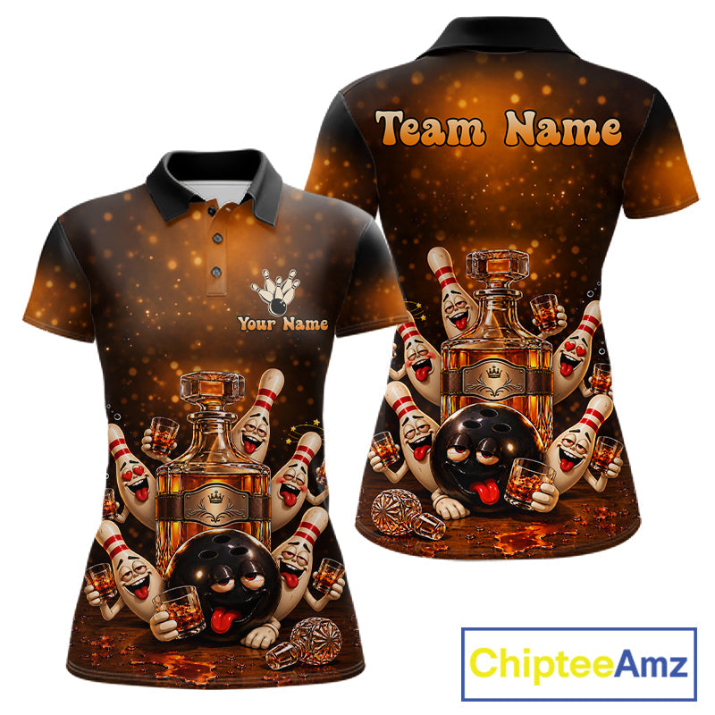 Funny Drunk Bowling Pins Whiskey Vintage Bowling Shirts Custom Bowling Team Jersey