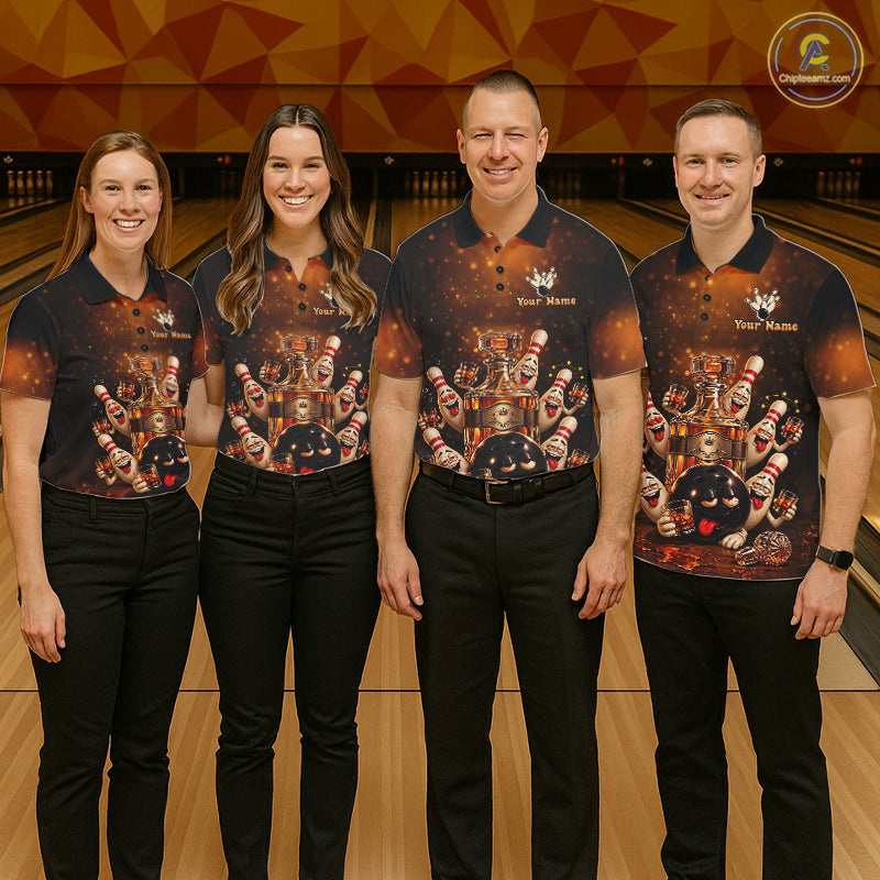 Funny Drunk Bowling Pins Whiskey Vintage Bowling Shirts Custom Bowling Team Jersey